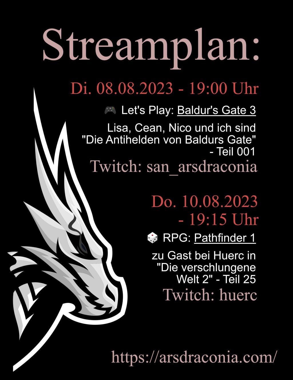 Streamplan für KW 32