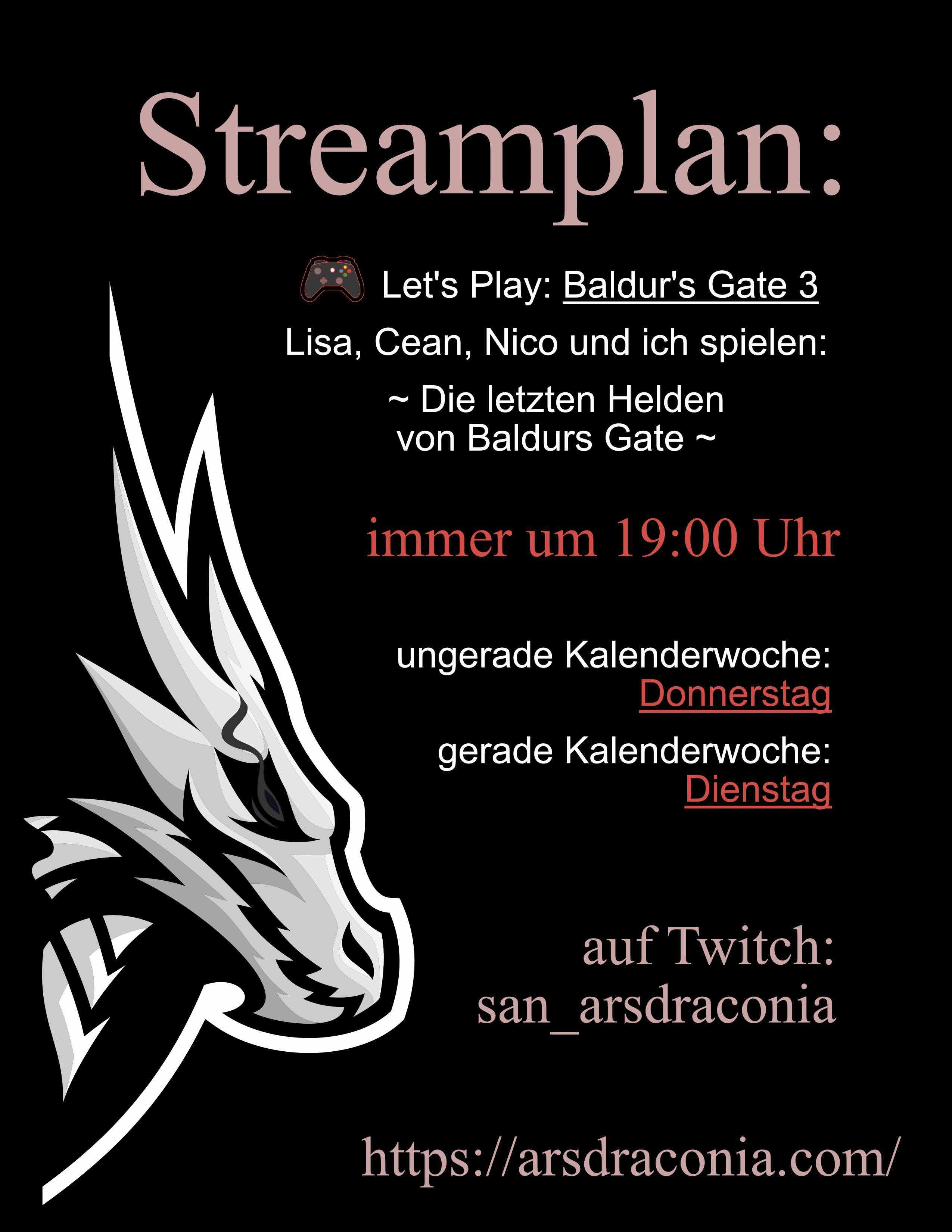 Der Masterplan unserer regulären Streamtage&nbsp;😁