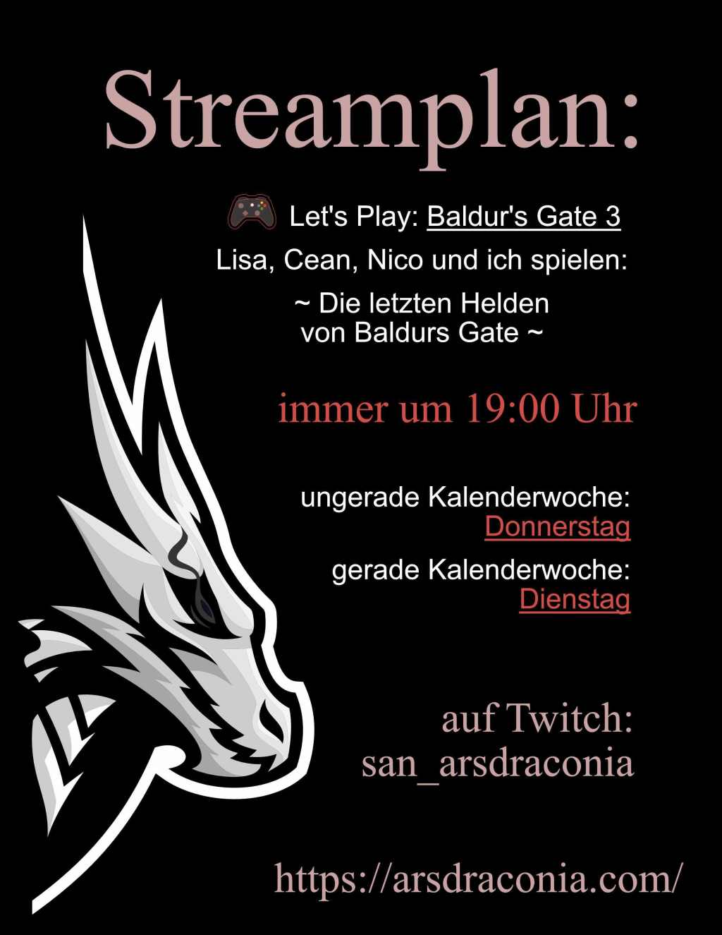 Der Masterplan unserer regulären Streamtage 😁